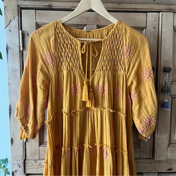 🔶Free People Celestial Skies Midi Dress Marigold, size S 🔶 - Picture 6 of 13